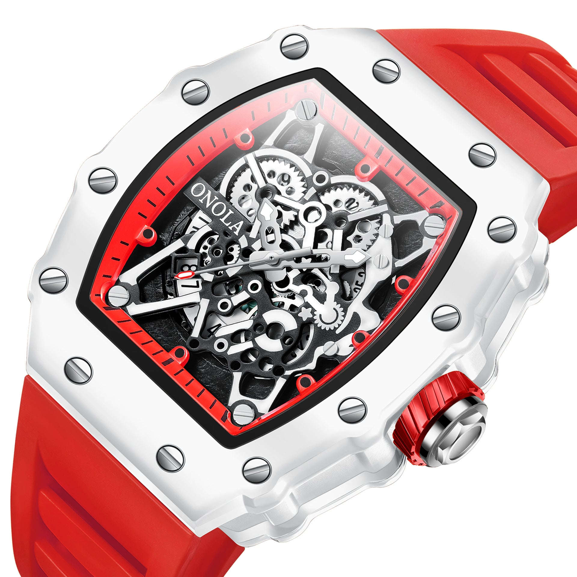 Milky White Design Cross-border New Aona/ONOLA Popular Fashion Waterproof Quartz Men&#039;s Watch Silicone Band