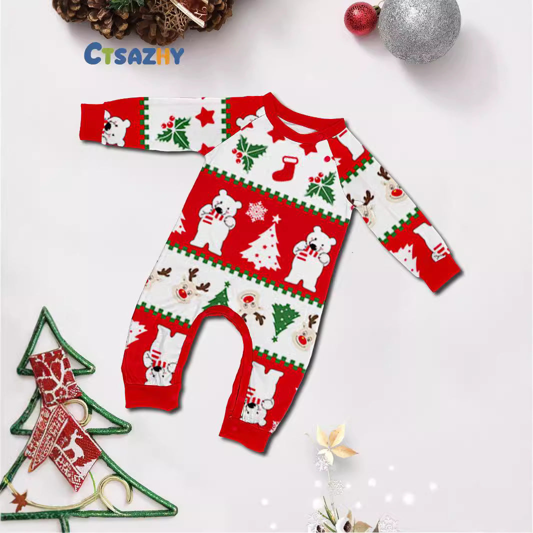 Factory Original Design Selfie Model Photo Digital Printing New Golden Fawn Polar Bear Parent Pajamas