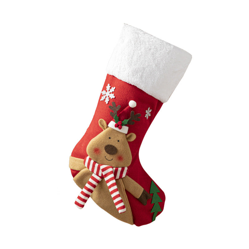 Christmas Pendant Christmas Tree Ornament Red Fabric Santa Claus Cartoon Christmas Stocking Decoration Party Gift Bag