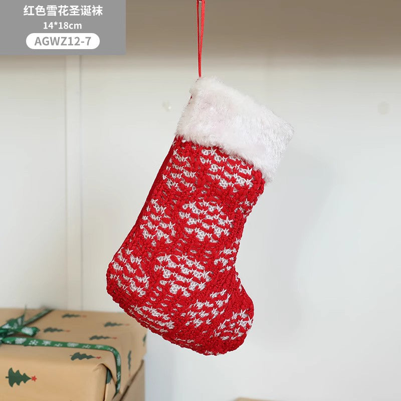 Christmas Pendant Christmas Tree Ornament Red Fabric Santa Claus Cartoon Christmas Stocking Decoration Party Gift Bag