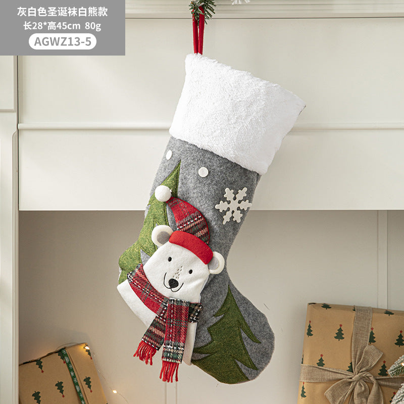 Christmas Pendant Christmas Tree Ornament Red Fabric Santa Claus Cartoon Christmas Stocking Decoration Party Gift Bag