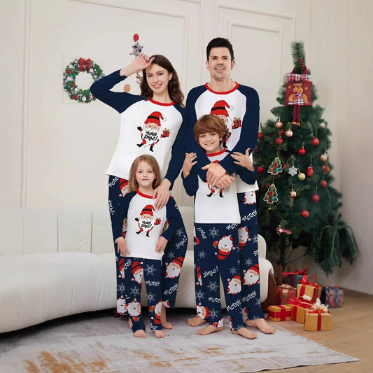 White Beard Santa Claus Parent-Child Pajamas European And American Cross-Border Air-conditioned Home Clothes Autumn And Winter Printed Christmas Suit