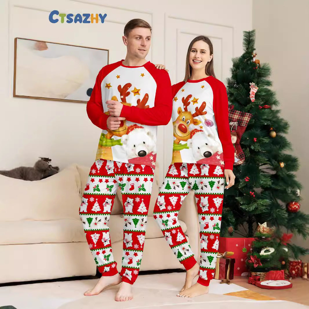Factory Original Design Selfie Model Photo Digital Printing New Golden Fawn Polar Bear Parent Pajamas