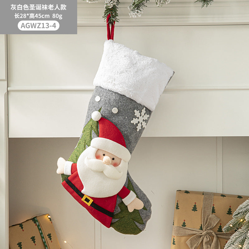 Christmas Pendant Christmas Tree Ornament Red Fabric Santa Claus Cartoon Christmas Stocking Decoration Party Gift Bag