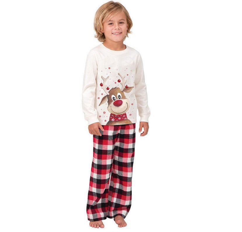New Christmas Elk Print Parent-child Long-sleeved Pajamas Suits Home Clothes