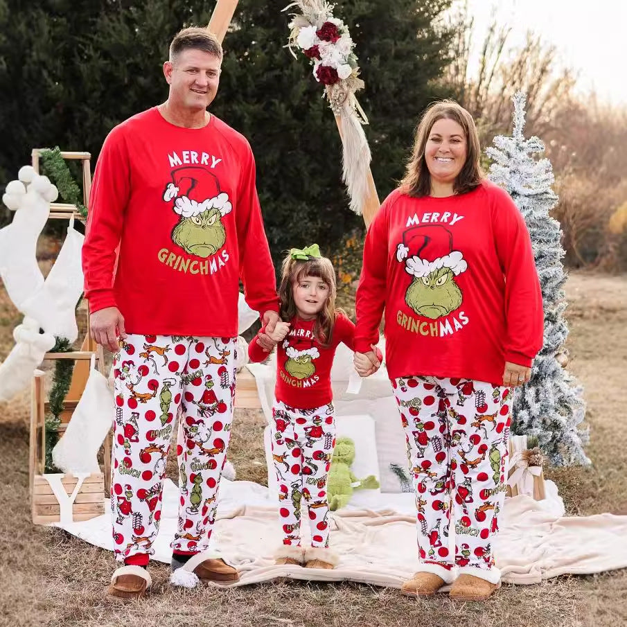 Amazon Europe And The United States New Christmas Family Home Parent-child Suit Printed Pajamas Ebay Long Sleeve Round Neck