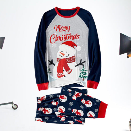 European And American New Christmas Family Home Parent-Child Suit Printed Pajamas Ebay Long Sleeve Crewneck