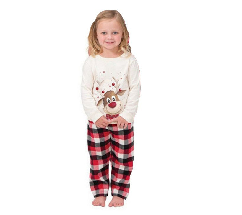 New Christmas Elk Print Parent-child Long-sleeved Pajamas Suits Home Clothes
