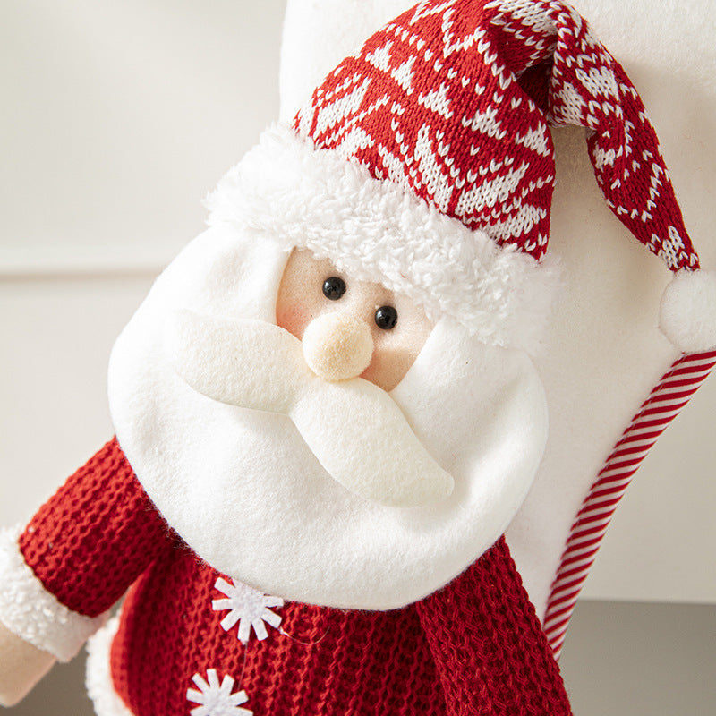 Christmas Pendant Christmas Tree Ornament Red Fabric Santa Claus Cartoon Christmas Stocking Decoration Party Gift Bag