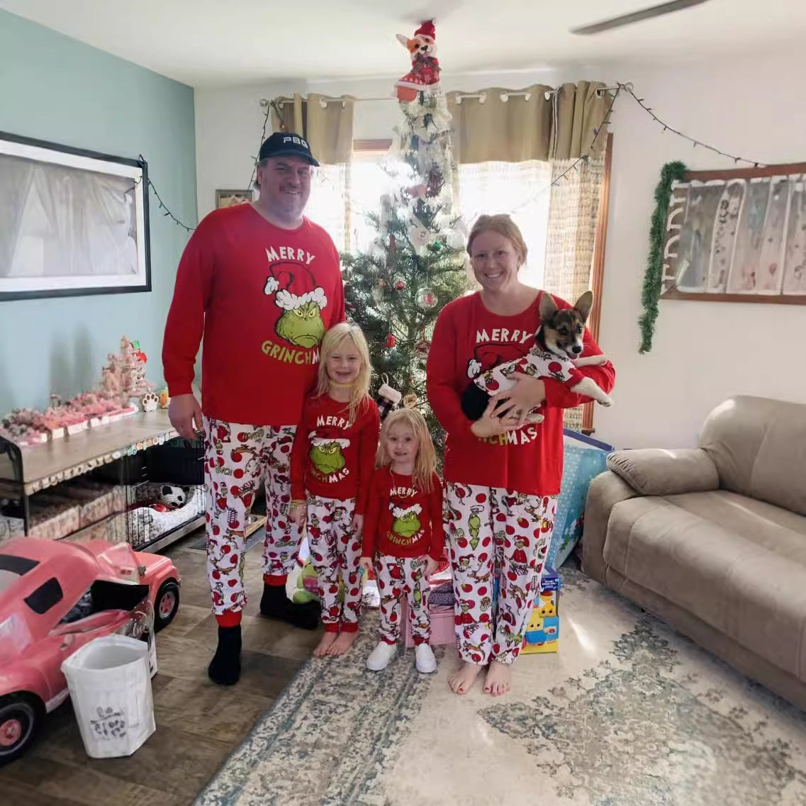 Amazon Europe And The United States New Christmas Family Home Parent-child Suit Printed Pajamas Ebay Long Sleeve Round Neck