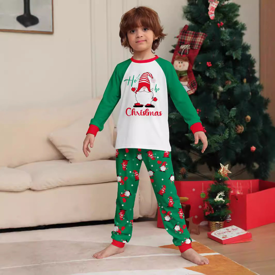 2024 Europe And The United States Cross-border New Santa Claus Letters Snowflake Christmas Parent-child Printed Home Clothes Pajamas