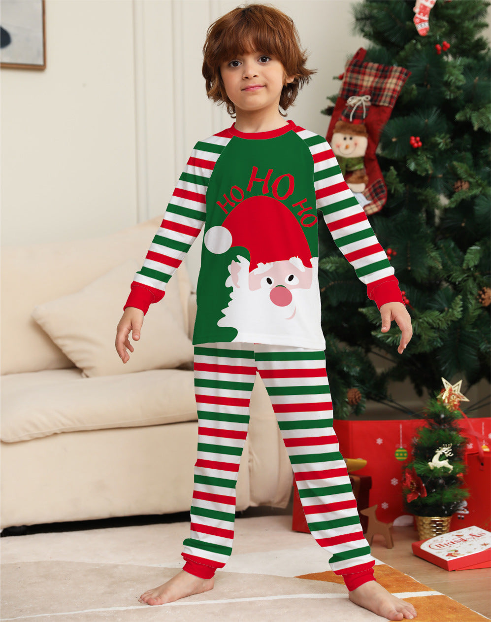 New Letter Striped Christmas Parent-child Clothes Printed Home Clothes Pajamas