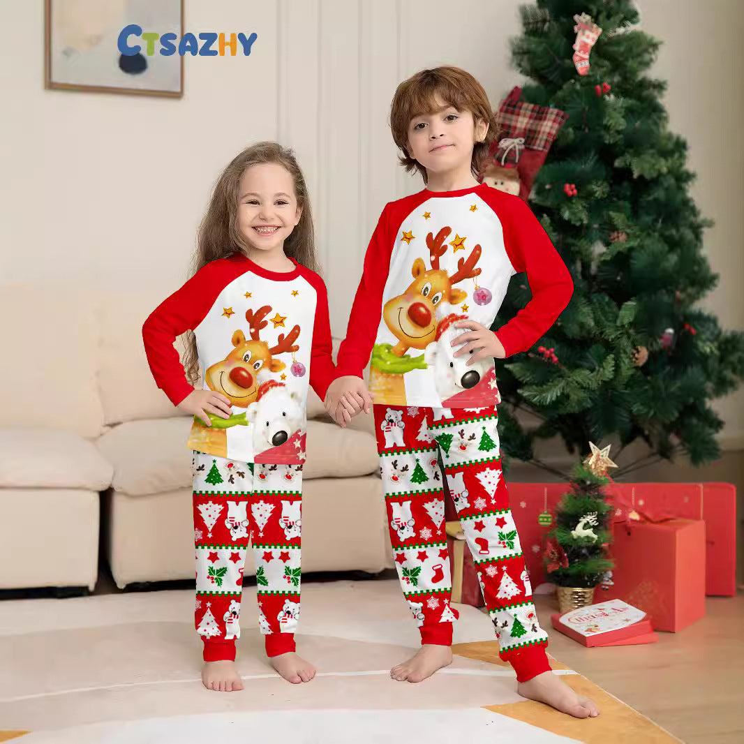 Factory Original Design Selfie Model Photo Digital Printing New Golden Fawn Polar Bear Parent Pajamas