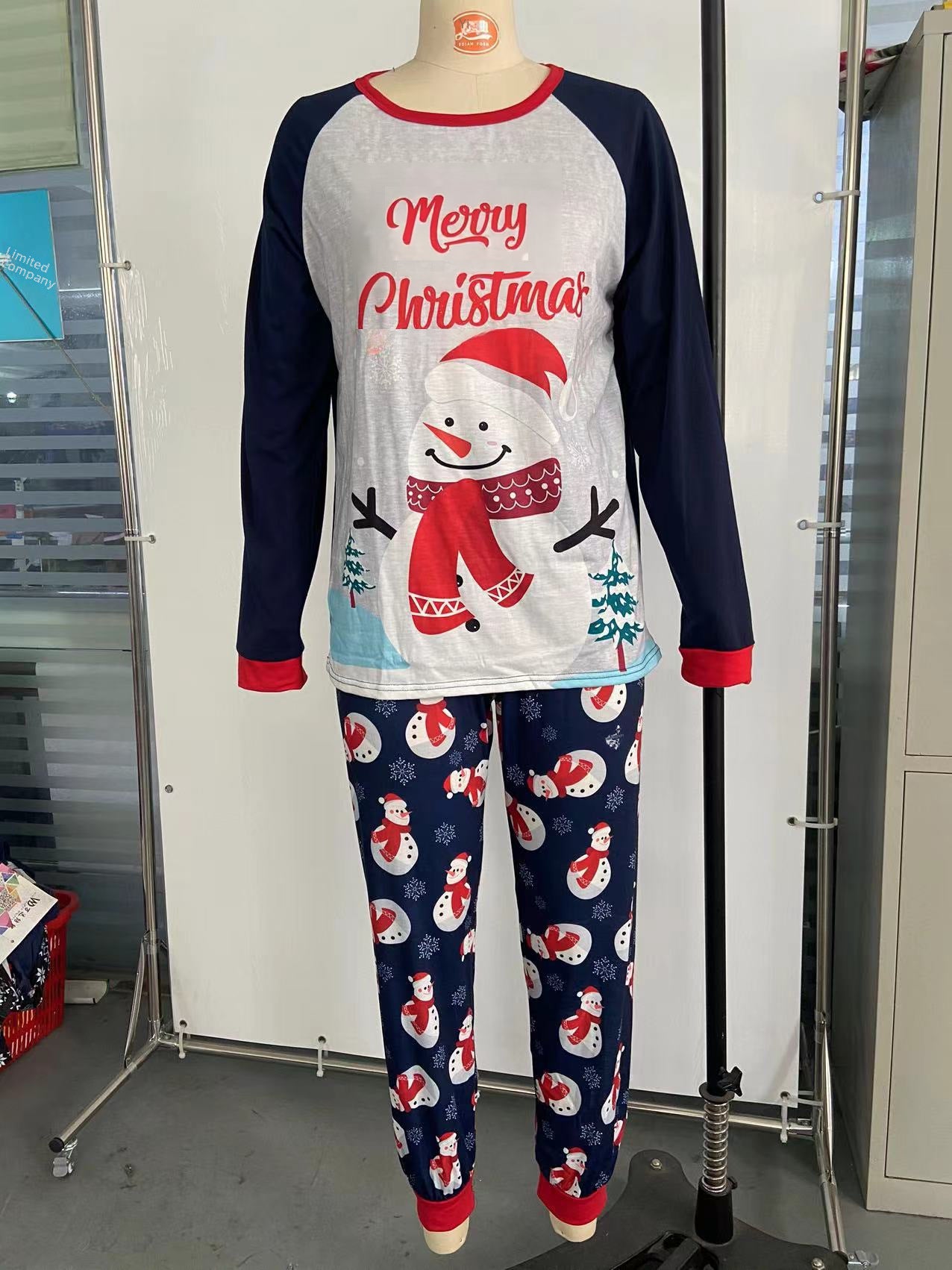 European And American New Christmas Family Home Parent-Child Suit Printed Pajamas Ebay Long Sleeve Crewneck