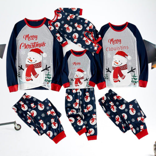European And American New Christmas Family Home Parent-Child Suit Printed Pajamas Ebay Long Sleeve Crewneck