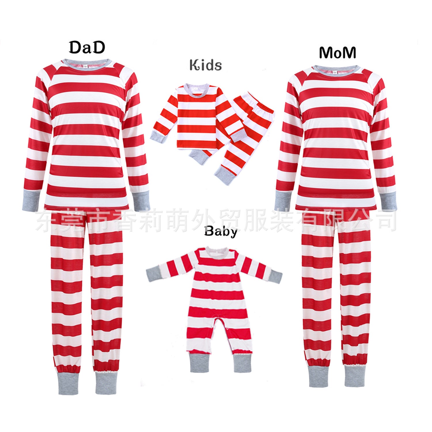 New Red Pro-pattern Homewear Suits, Parent-child Family Of Four Pajamas