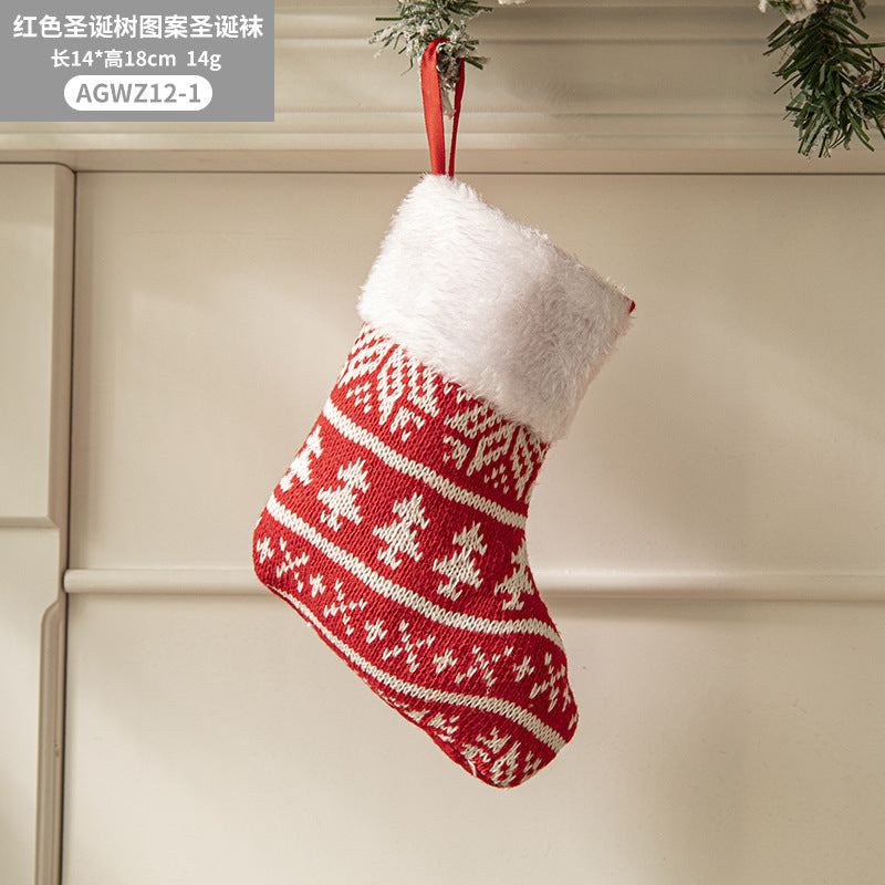 Christmas Pendant Christmas Tree Ornament Red Fabric Santa Claus Cartoon Christmas Stocking Decoration Party Gift Bag