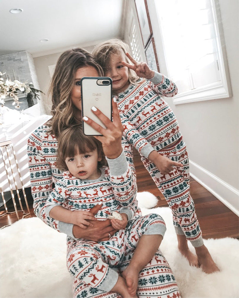 Hot Selling European And American Christmas New Parent-child Outfit Home Suit Pajamas