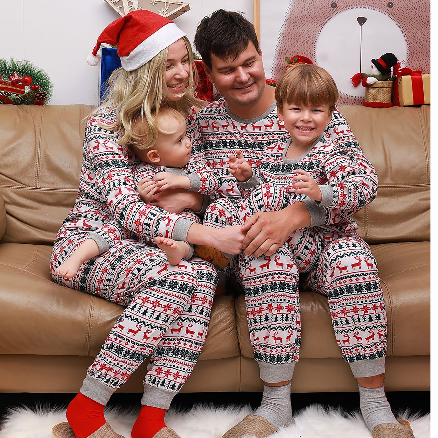 Hot Selling European And American Christmas New Parent-child Outfit Home Suit Pajamas