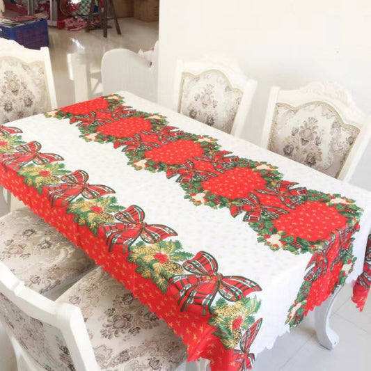 Christmas Table Decorations Christmas Printed Tablecloth Creative Holy Bow Tablecloth Christmas Table Decoration