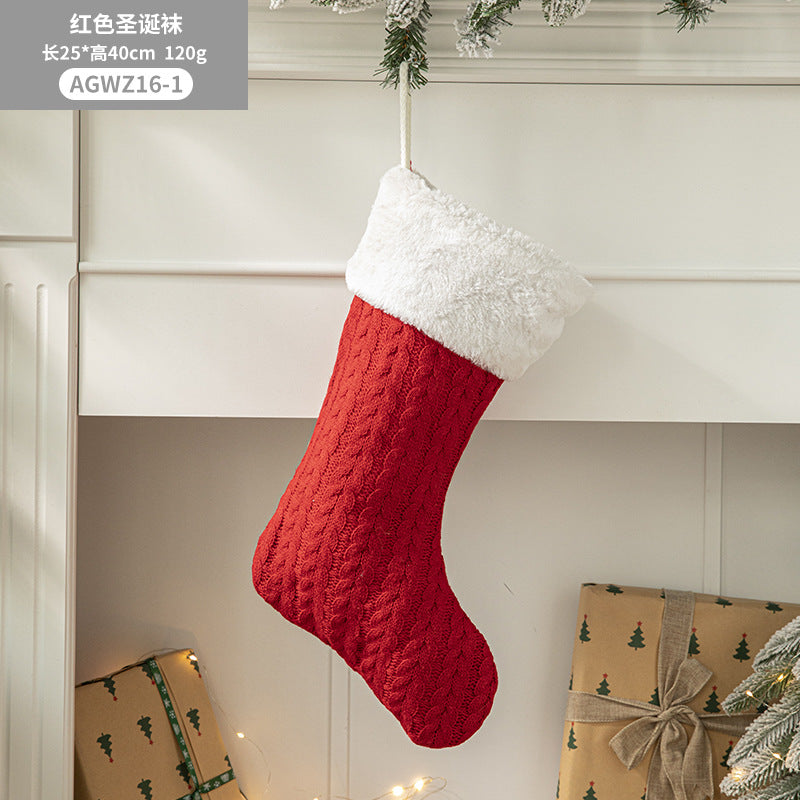 Christmas Pendant Christmas Tree Ornament Red Fabric Santa Claus Cartoon Christmas Stocking Decoration Party Gift Bag