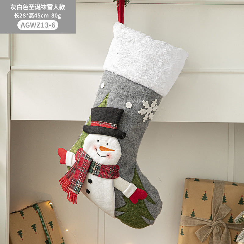 Christmas Pendant Christmas Tree Ornament Red Fabric Santa Claus Cartoon Christmas Stocking Decoration Party Gift Bag