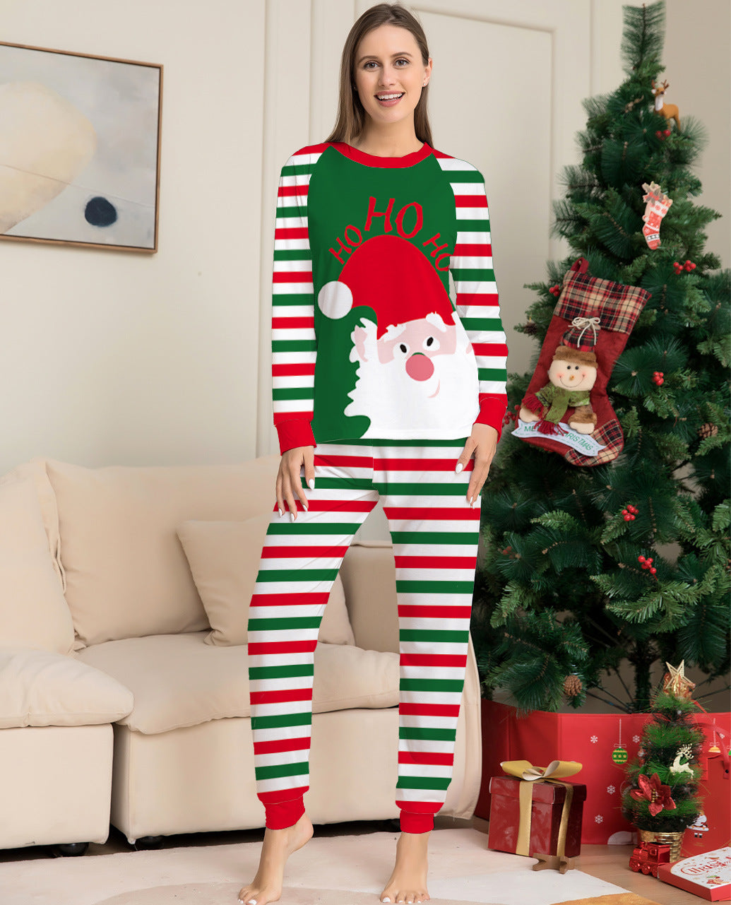 New Letter Striped Christmas Parent-child Clothes Printed Home Clothes Pajamas