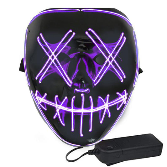 Cross-border Halloween V-shaped LED Cold Light Mask Decoration LED Luminous Mask Ghost Face Horror Atmosphere Mask