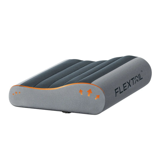 B-Shaped Inflatable Travel Pillow Dual Neck Support Gray-0