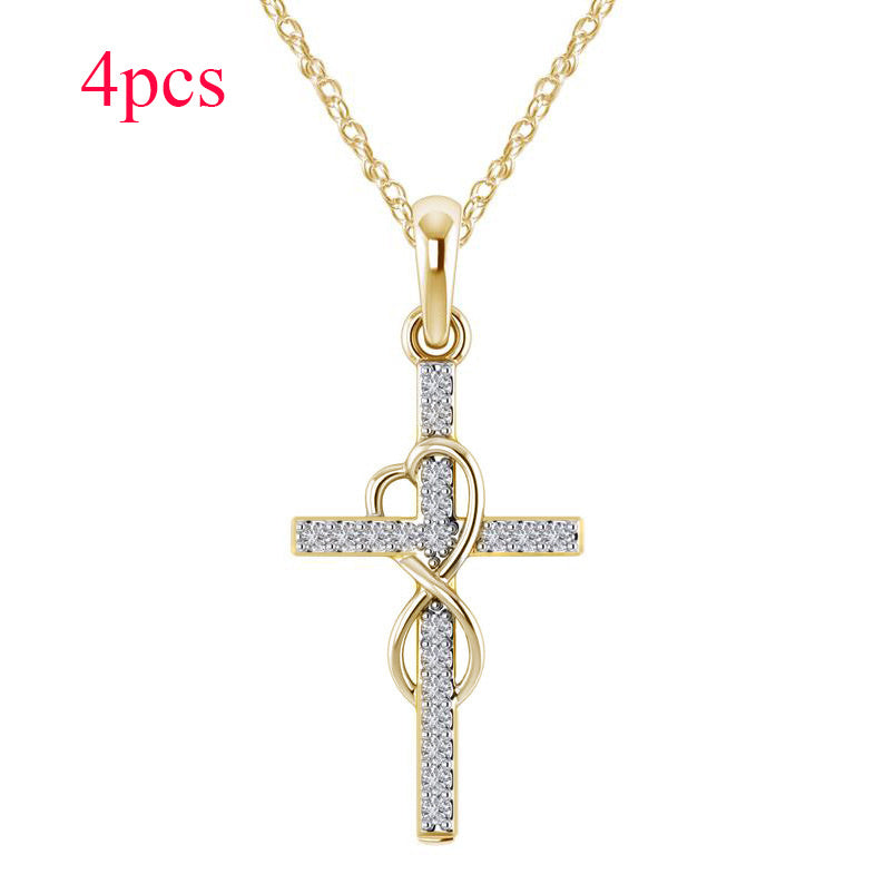 Alloy Pendant With Diamond And Eight-character Cross Necklace by SHOPEEZONE