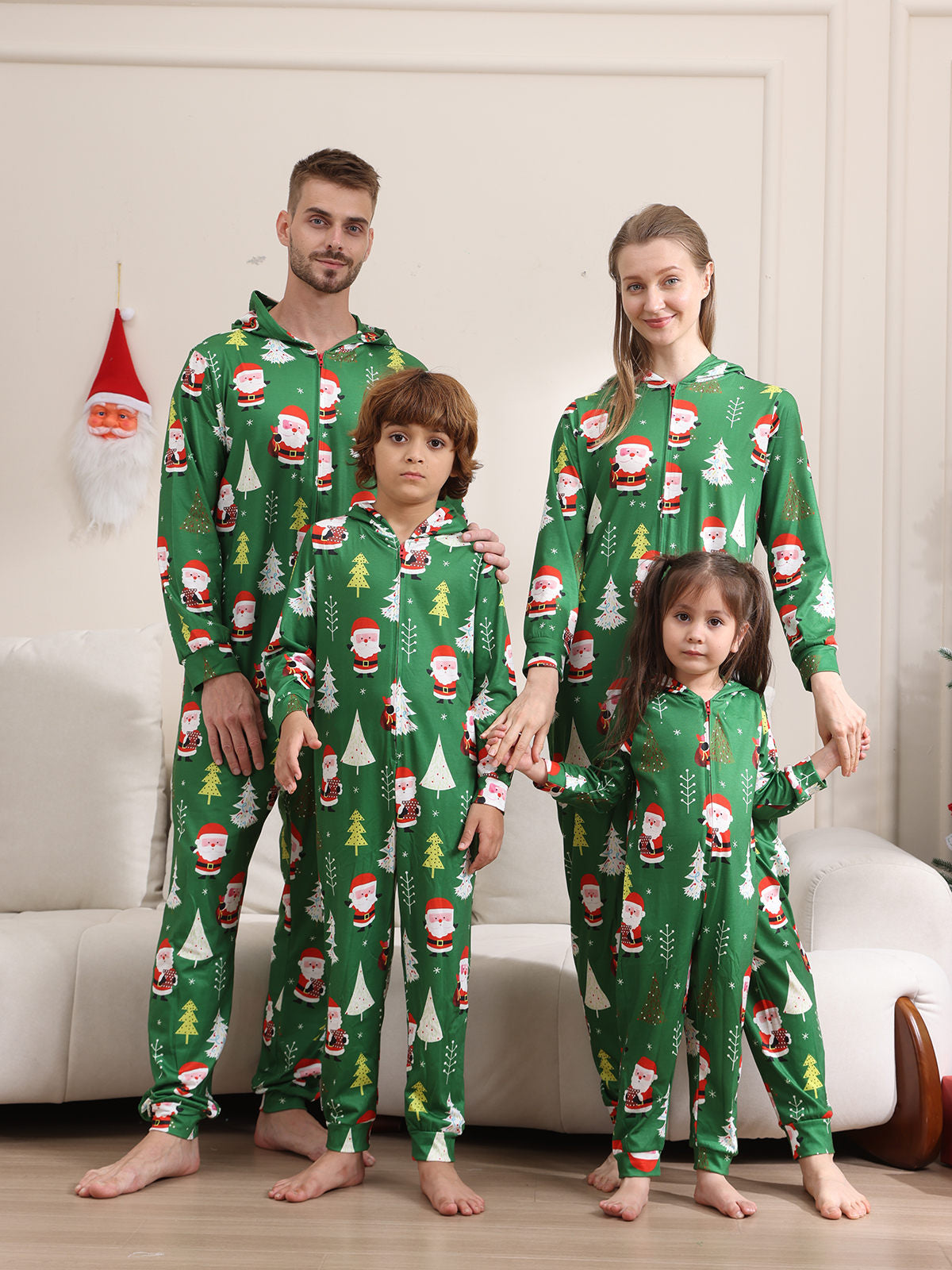 2024 Cross-border Europe And The United States Boys And Girls Women&#039;s Men&#039;s Long Sleeve Trousers New Cross-border Christmas Family One-part Pajamas