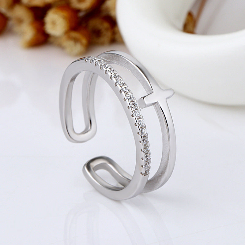 Double-layer Couple Ring Fashion Micro Rhinestone Ring