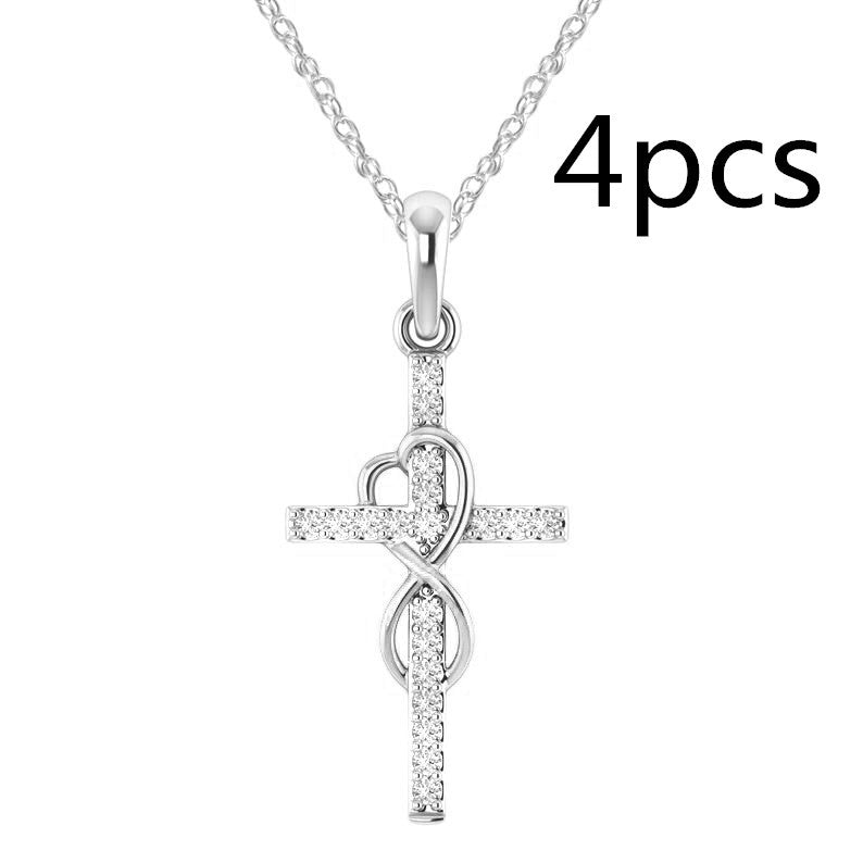 Alloy Pendant With Diamond And Eight-character Cross Necklace by SHOPEEZONE