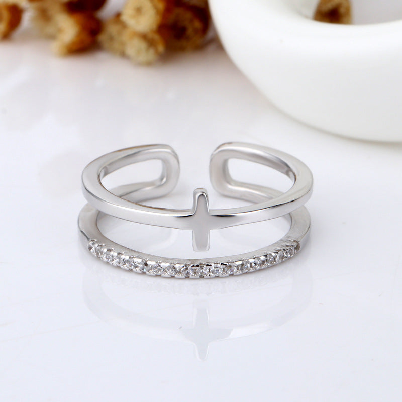 Double-layer Couple Ring Fashion Micro Rhinestone Ring