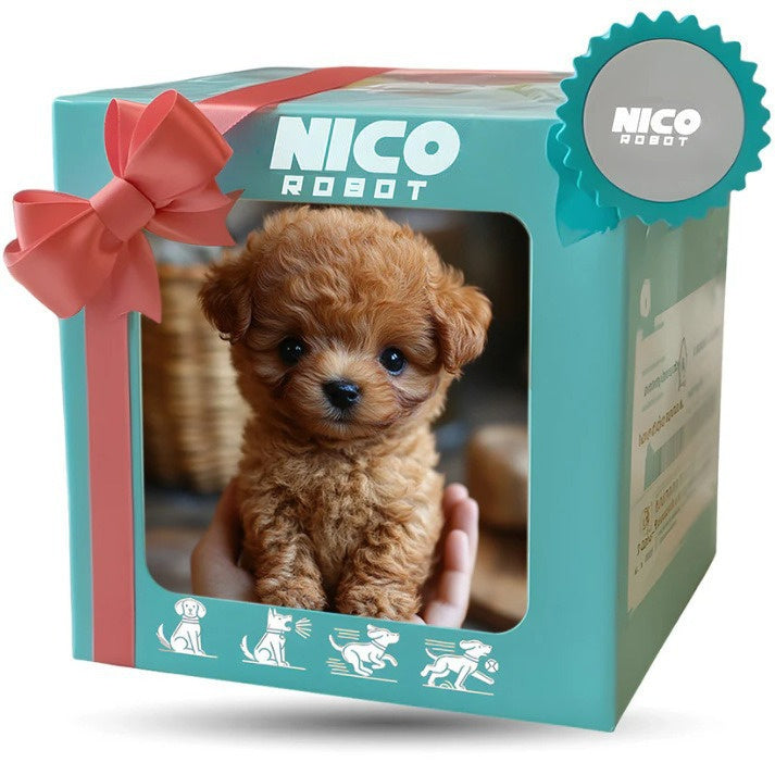 Robot Puppy Short Plush Doll Music Sound 16cm White Brown
