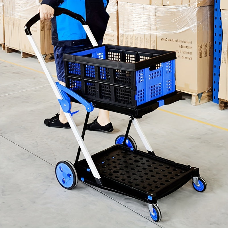 Double-Layer Trolley Cart with Rubber Wheels-2