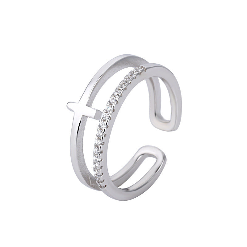 Double-layer Couple Ring Fashion Micro Rhinestone Ring