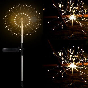 New Ground Plug Solar Fireworks Light LED Light String Copper Wire Outdoor Garden Decoration Star Lights Christmas Lights by ShopeSmartly
