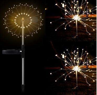 New Ground Plug Solar Fireworks Light LED Light String Copper Wire Outdoor Garden Decoration Star Lights Christmas Lights by ShopeSmartly