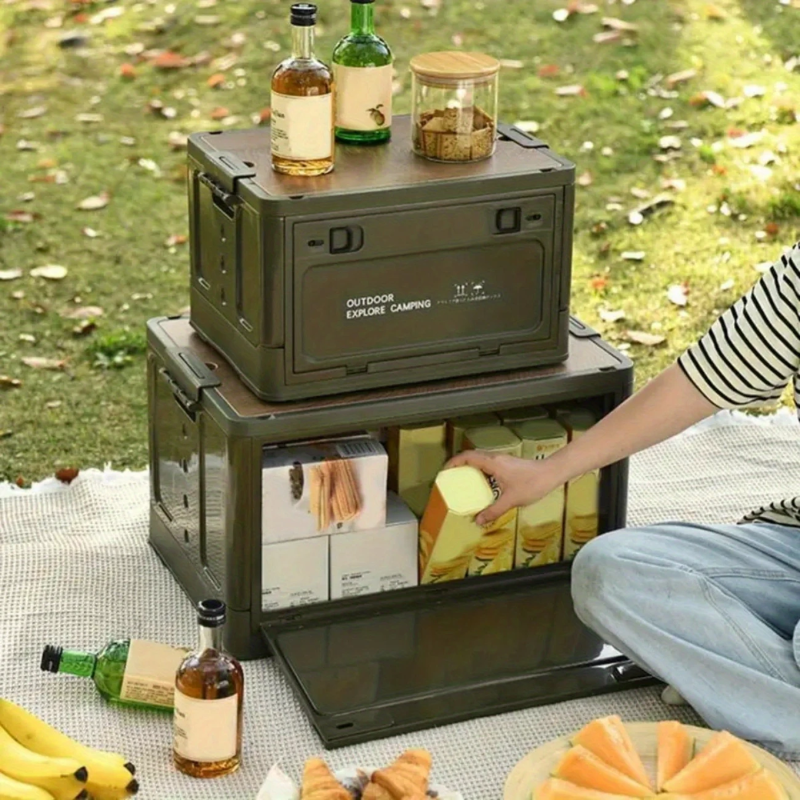 Folding Storage Box with Waterproof Wooden Lid-3